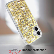 For iPhone 16 Plus 6.7in Case Shimmer Bling Hybrid Phone Cover + Tempered Glass