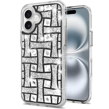 For iPhone 16 Plus 6.7in Case Shimmer Bling Hybrid Phone Cover + Tempered Glass