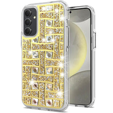 For Samsung S24+/S25+ Case Shimmering Bling Hybrid Phone Cover + Tempered Glass