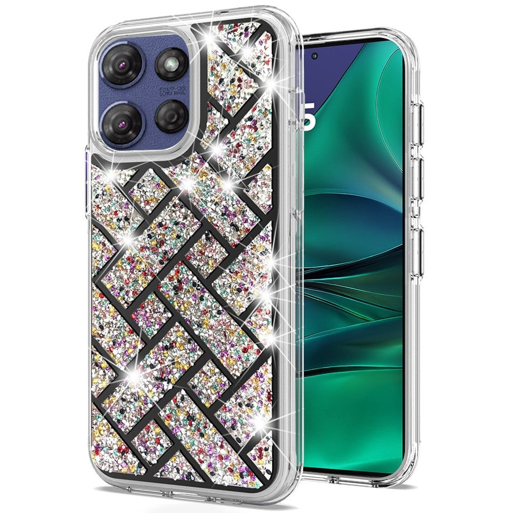 For Moto G Stylus 2025 Case Dual Layer Shimmering Bling Hybrid + Tempered Glass