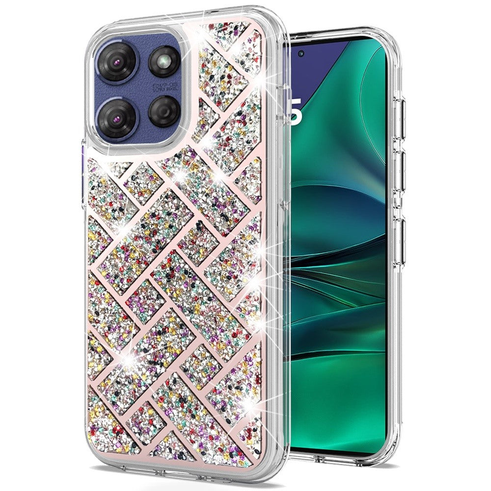 For Moto G Stylus 2025 Case Dual Layer Shimmering Bling Hybrid + Tempered Glass