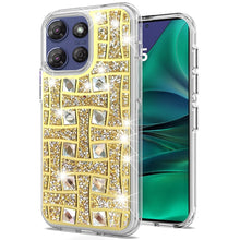 For Moto G Stylus 2025 Case Dual Layer Shimmering Bling Hybrid + Tempered Glass