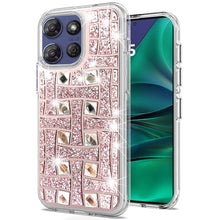 For Moto G Stylus 2025 Case Dual Layer Shimmering Bling Hybrid + Tempered Glass