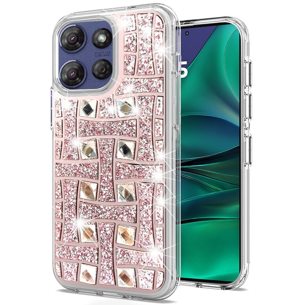 For Moto G Stylus 2025 Case Dual Layer Shimmering Bling Hybrid + Tempered Glass