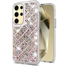 For Samsung S25 Ultra Case Shimmering Bling Hybrid Phone Cover + Tempered Glass