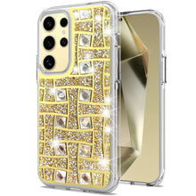 For Samsung S25 Ultra Case Shimmering Bling Hybrid Phone Cover + Tempered Glass