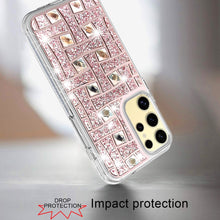 For Samsung S25 Ultra Case Shimmering Bling Hybrid Phone Cover + Tempered Glass