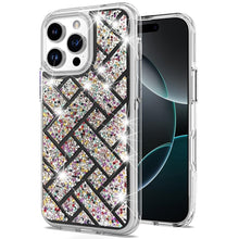 For iPhone 16 Pro 6.3in Case Shimmering Bling Hybrid Phone Cover +Tempered Glass