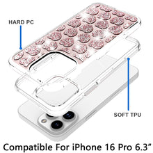 For iPhone 16 Pro 6.3in Case Shimmering Bling Hybrid Phone Cover +Tempered Glass