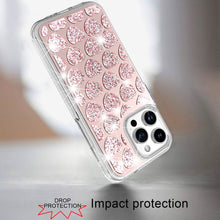 For iPhone 16 Pro 6.3in Case Shimmering Bling Hybrid Phone Cover +Tempered Glass