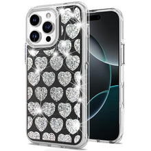 For iPhone 16 Pro 6.3in Case Shimmering Bling Hybrid Phone Cover +Tempered Glass