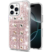 For iPhone 16 Pro 6.3in Case Shimmering Bling Hybrid Phone Cover +Tempered Glass