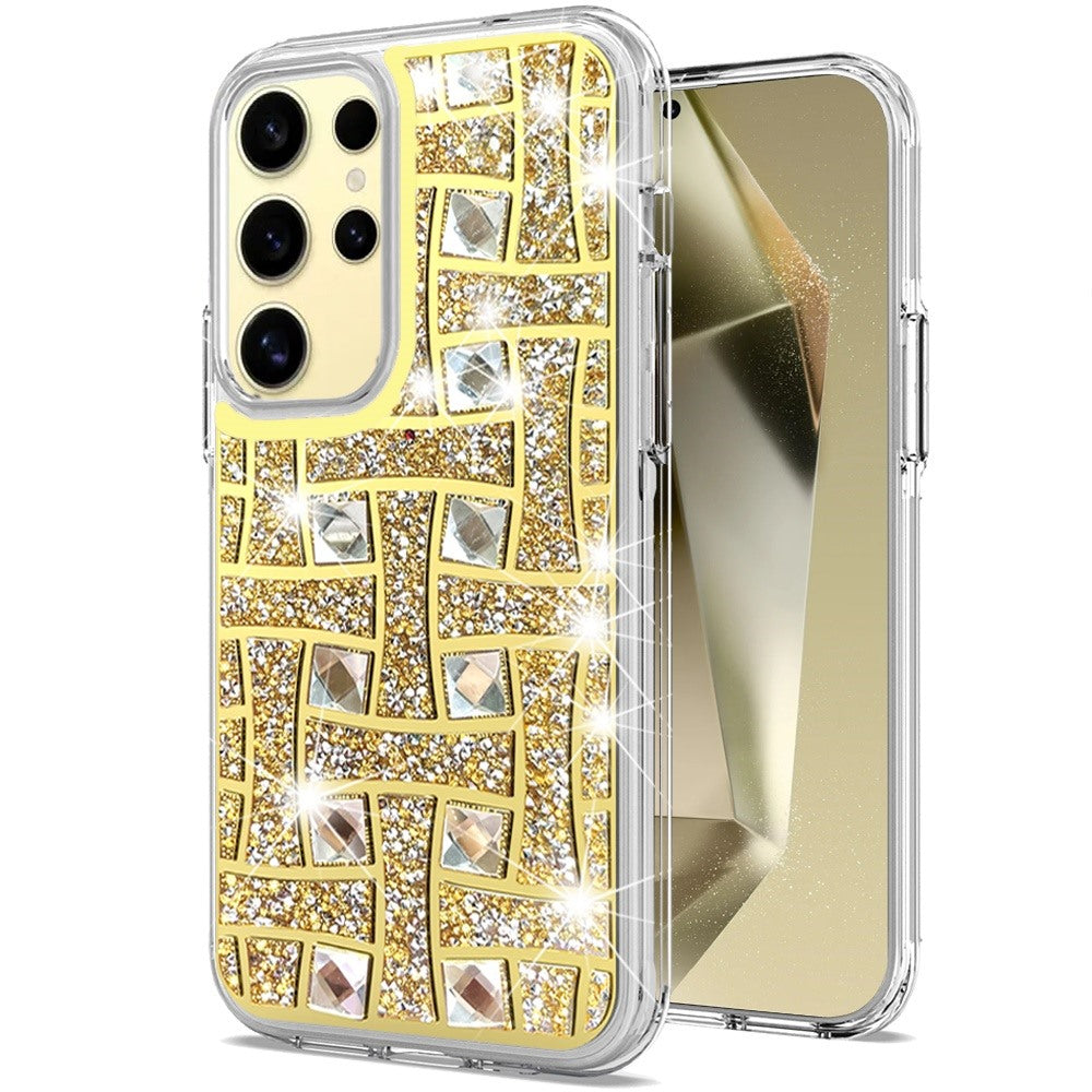 For Samsung Galaxy S24+ Plus Case Dual Layer Shimmering Bling Hybrid Phone Cover