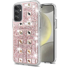 For Samsung S24/S25 Case Shimmering Bling Hybrid Phone Cover + Tempered Glass