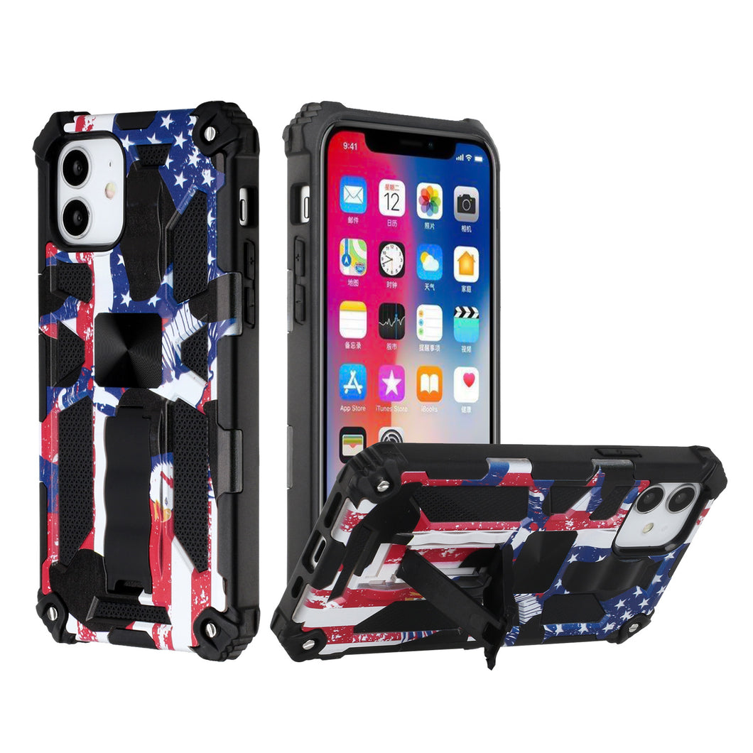 For iPhone 14 Case Printed Design Magnetic Kickstand Shockproof Phone Cover