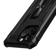 For iPhone 15 PRO Case Shockproof Hybrid with Pull-Out Stand + 2 Tempered Glass