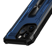 For iPhone 11 6.1 in. Case Shockproof with Pull-Out Kickstand + Tempered Glass