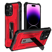 For iPhone 15 PRO Case Shockproof Hybrid with Pull-Out Stand + 2 Tempered Glass