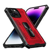 For iPhone 15 PLUS Case Shockproof Hybrid with Pull-Out Stand + 2 Tempered Glass