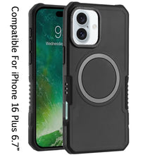 For iPhone 16 Plus 6.7in Case Magnetic Circle Ring Rugged Grip + Tempered Glass