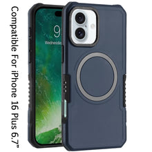 For iPhone 16 Plus 6.7in Case Magnetic Circle Ring Rugged Grip + Tempered Glass