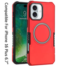 For iPhone 16 Plus 6.7in Case Magnetic Circle Ring Rugged Grip + Tempered Glass