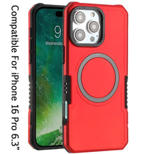 For iPhone 16 Pro 6.3in Case Magnetic Circle Ring Rugged Grip + Tempered Glass