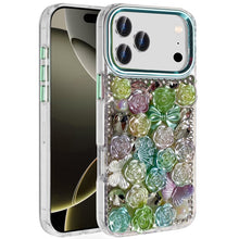 For iPhone 17 PRO Case Full Roses Arrangement 3D Bling Cover + Tempered Glass
