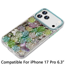 For iPhone 17 PRO Case Full Roses Arrangement 3D Bling Cover + Tempered Glass