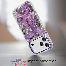 For iPhone 17 PRO Case Full Roses Arrangement 3D Bling Cover + Tempered Glass