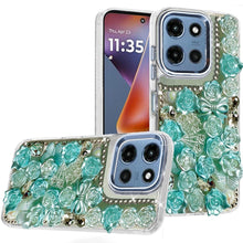 For Moto G 2025 Case Roses Arrangement 3D Bling Phone Cover + Tempered Glass