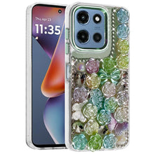 For Moto G 2025 Case Roses Arrangement 3D Bling Phone Cover + Tempered Glass