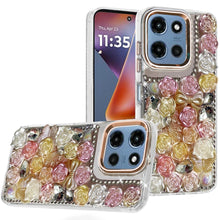 For Moto G 2025 Case Roses Arrangement 3D Bling Phone Cover + Tempered Glass