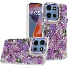 For Moto G 2025 Case Roses Arrangement 3D Bling Phone Cover + Tempered Glass