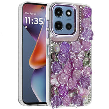 For Moto G 2025 Case Roses Arrangement 3D Bling Phone Cover + Tempered Glass