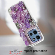 For Moto G 2025 Case Roses Arrangement 3D Bling Phone Cover + Tempered Glass