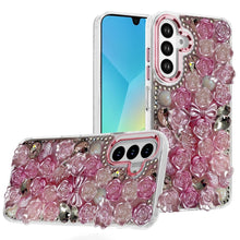 For Samsung A16 5G Case Roses Arrangement 3D Bling Phone Cover + Tempered Glass