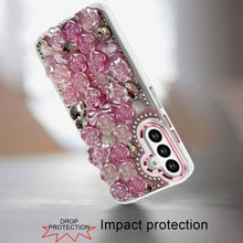 For Samsung A16 5G Case Roses Arrangement 3D Bling Phone Cover + Tempered Glass