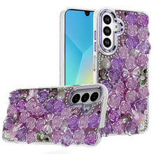 For Samsung A16 5G Case Roses Arrangement 3D Bling Phone Cover + Tempered Glass