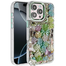 For iPhone 16 PRO MAX Case Roses Arrangement 3D Bling Cover + Tempered Glass