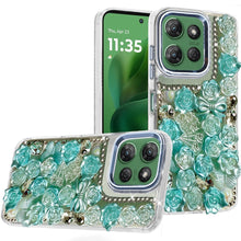 For Moto G Power 2025 Case Roses Arrangement 3D Bling Cover + Tempered Glass