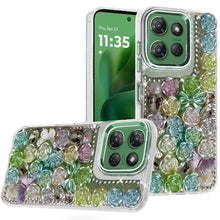 For Moto G Power 2025 Case Roses Arrangement 3D Bling Cover + Tempered Glass