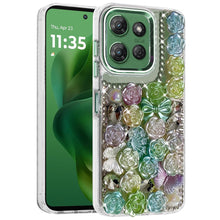 For Moto G Power 2025 Case Roses Arrangement 3D Bling Cover + Tempered Glass