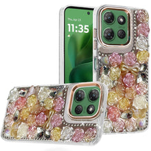 For Moto G Power 2025 Case Roses Arrangement 3D Bling Cover + Tempered Glass