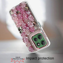 For Moto G Power 2025 Case Roses Arrangement 3D Bling Cover + Tempered Glass