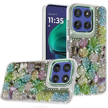 For Moto G Stylus 2025 Case Roses Arrangement 3D Bling Cover + Tempered Glass