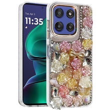 For Moto G Stylus 2025 Case Roses Arrangement 3D Bling Cover + Tempered Glass