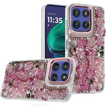 For Moto G Stylus 2025 Case Roses Arrangement 3D Bling Cover + Tempered Glass