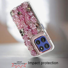 For Moto G Stylus 2025 Case Roses Arrangement 3D Bling Cover + Tempered Glass