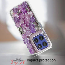 For Moto G Stylus 2025 Case Roses Arrangement 3D Bling Cover + Tempered Glass